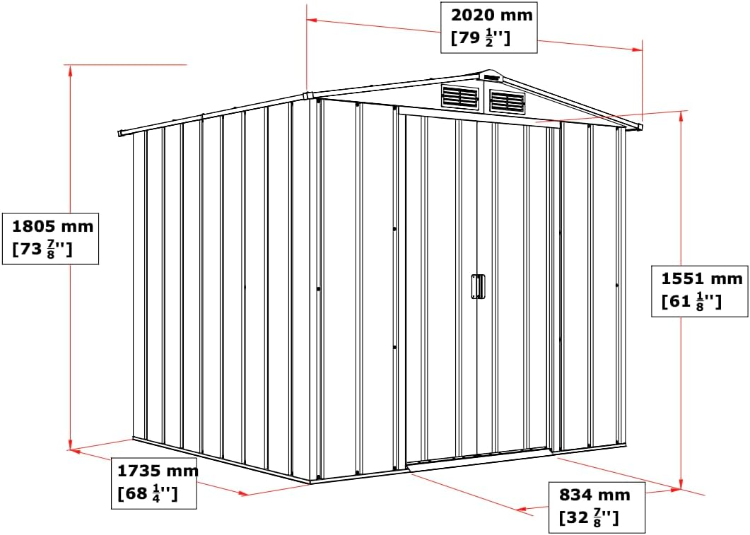 Duramax ECO 6 x 6 (3.33 m²) Abri de Jardin en Métal Galvanisé à Chaud, Abri de Stockage d'Outils, Structure de Toit Renforcée, Abri en Métal Sans Entretien, Vert