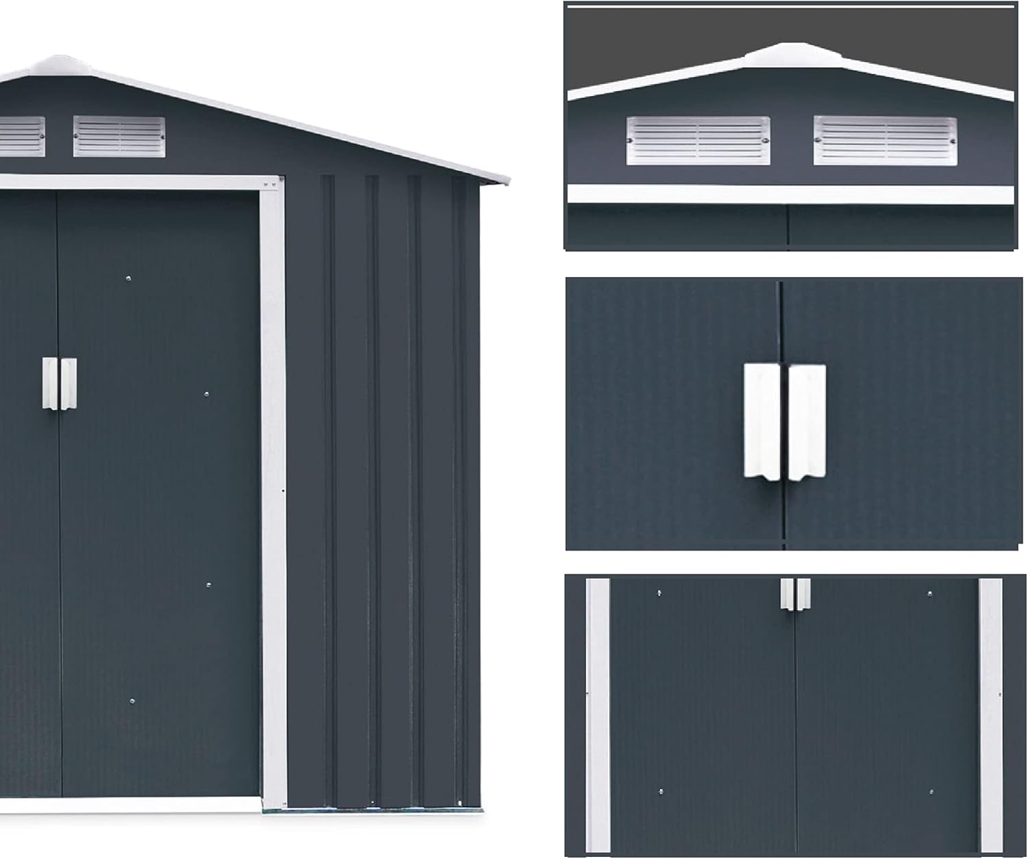 GIANTEX - Abri de jardin métal 213x127x185cm porte coulissante robust