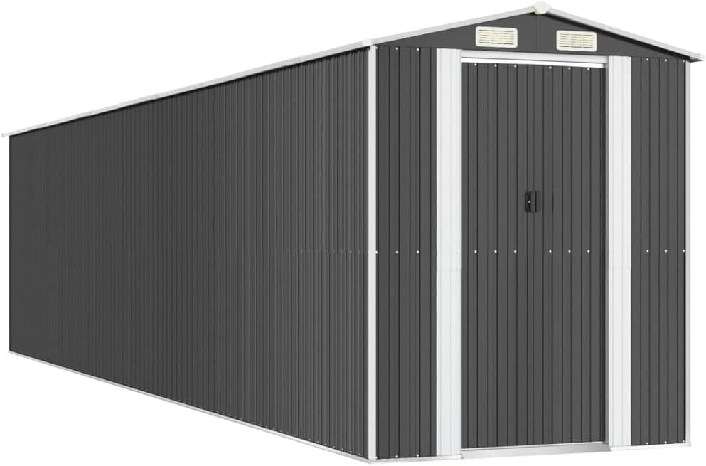 vidaXL - Abri de jardin acier galvanisé - 192x855x223 cm - Toit pentu, anthracite