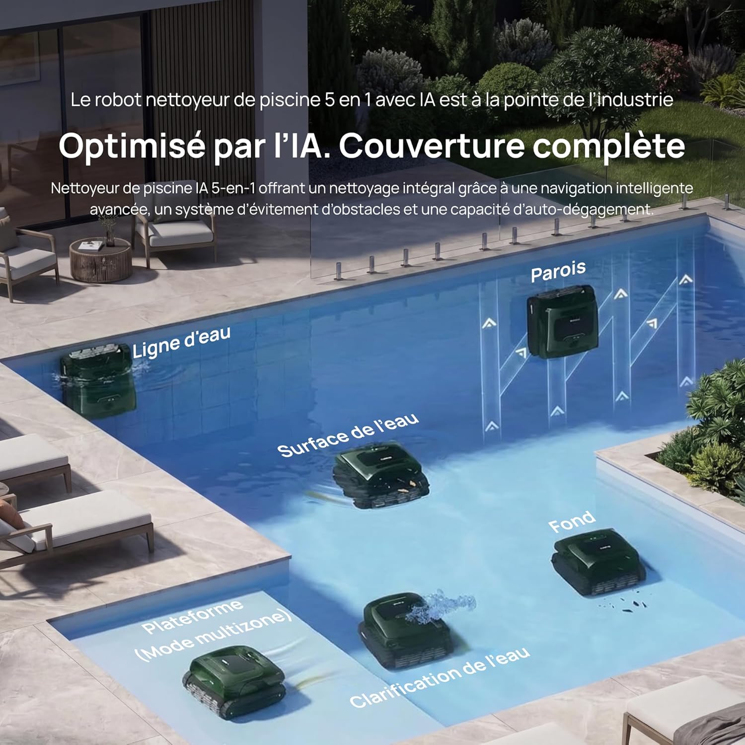 Beatbot - AquaSense 2 Pro - 360 m² - robot piscine sans fil, jusqu'à 11h
