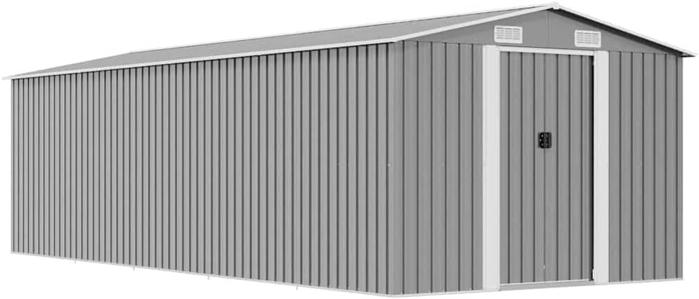 vidaXL Abri de Jardin 257x580x181 cm Métal Gris Terrasse Patio Cabane à Outils