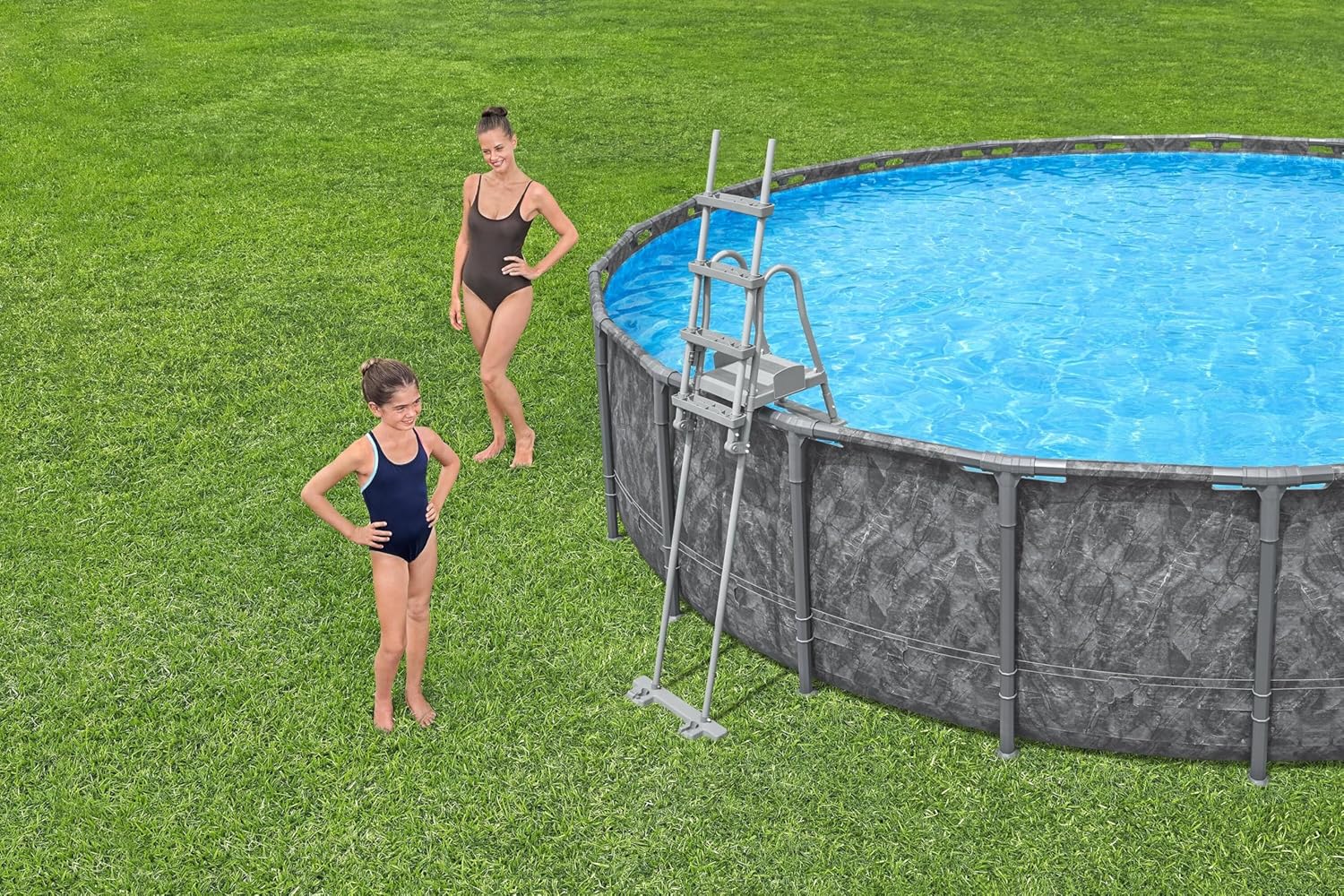 Bestway - Kit Piscine Hors Sol APX - ronde - 610x610x132 cm - gris foncé