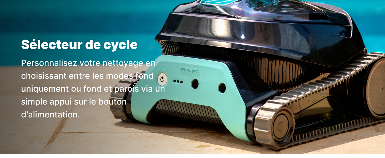 avec fonction de sélection de cycle, couleur noir et vert menthe. L'appareil permet de personnaliser le mode de nettoyage via le bouton d'alimentation.