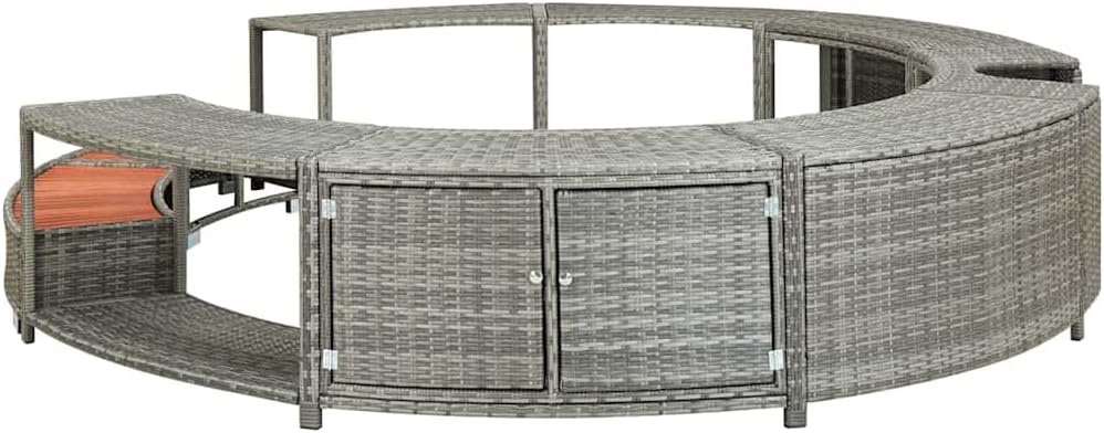 vidaXL - Cadre de Bain à Remous - Résine tressée - Résistant aux intempéries, marche d'entrée, enceinte de spa