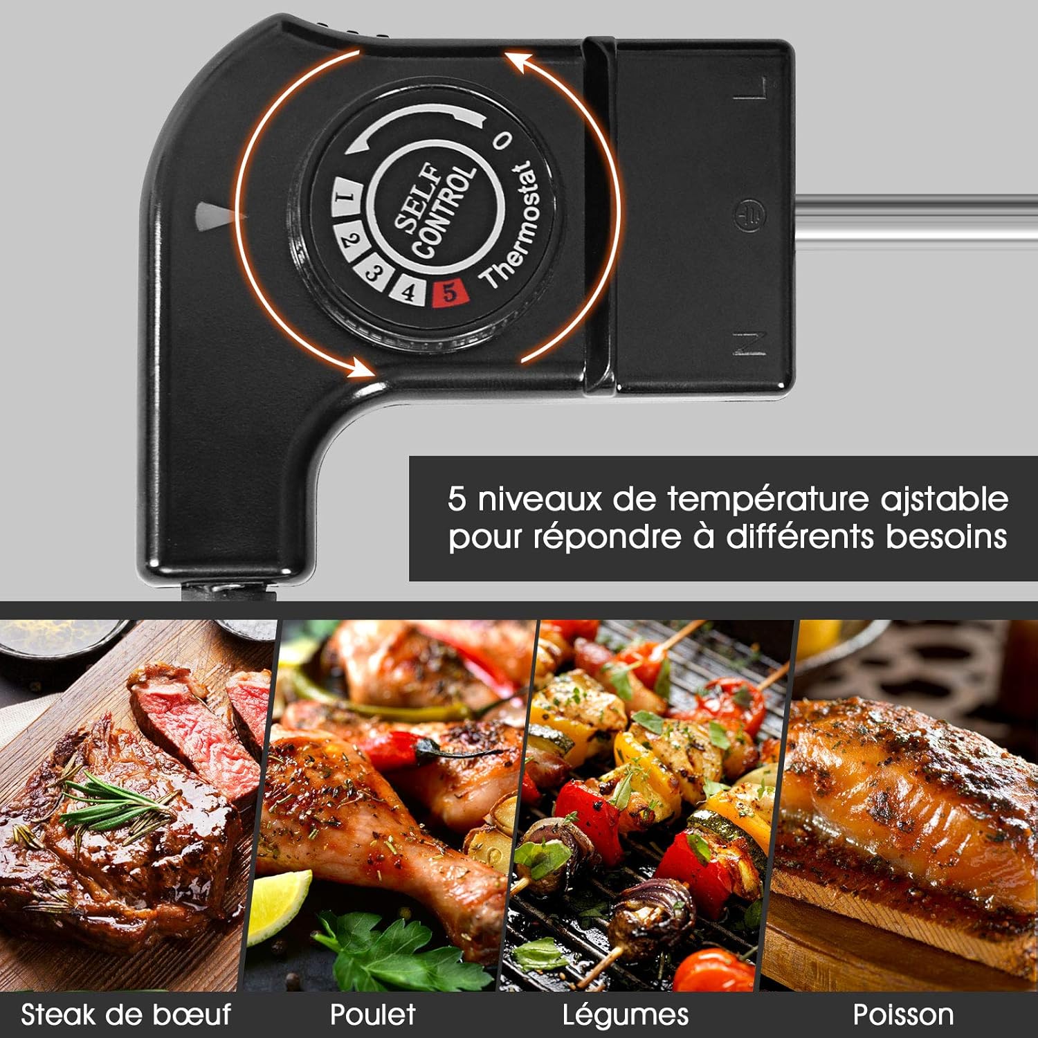 GOPLUS - plancha électrique XXL - 90x23cm - antiadhésive, thermostat ajustable, 8 personnes, 1800W