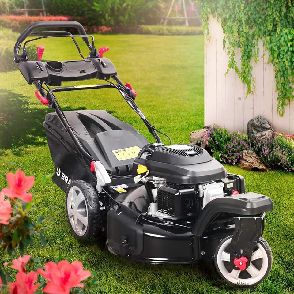 BRAST - tondeuse thermique 3 roues - 53cm, 224cc, 7cv, mulching, 4en1, capot acier, guidon réglable - TRIKE
