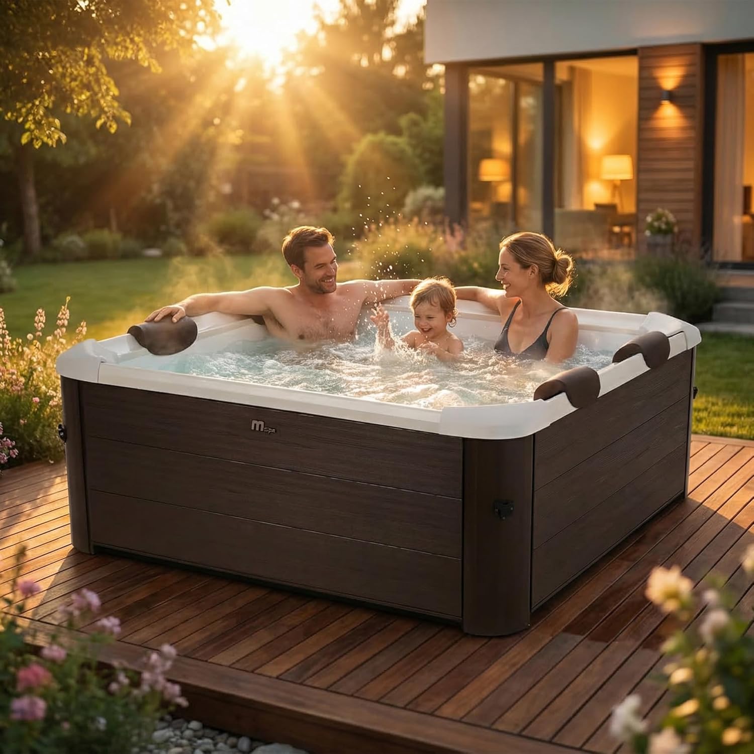 Miweba - MSpa Tribeca - 160x160x65 cm - Spa rigide, contrôle app, 6 pers, 120 buses, hiver résistant MSpa-TRIBEX