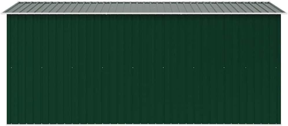 vidaXL - Abri de jardin métal 257x398x178 cm, vert, terrasse et outils