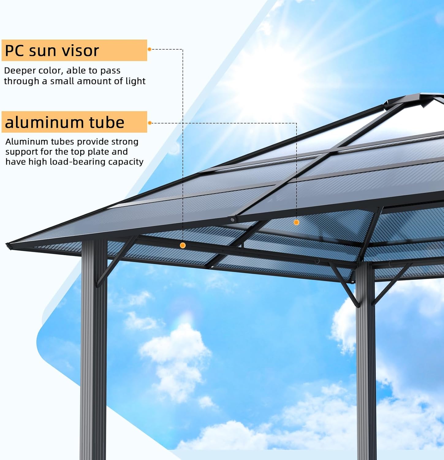 JUMMICO - pergola extérieure - 3x3m - aluminium robuste, toit anti-UV