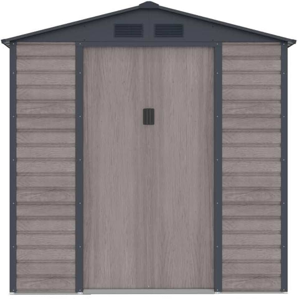 Vente-unique - abri de jardin acier galvanisé 2,79m², effet bois gris - ADELMO