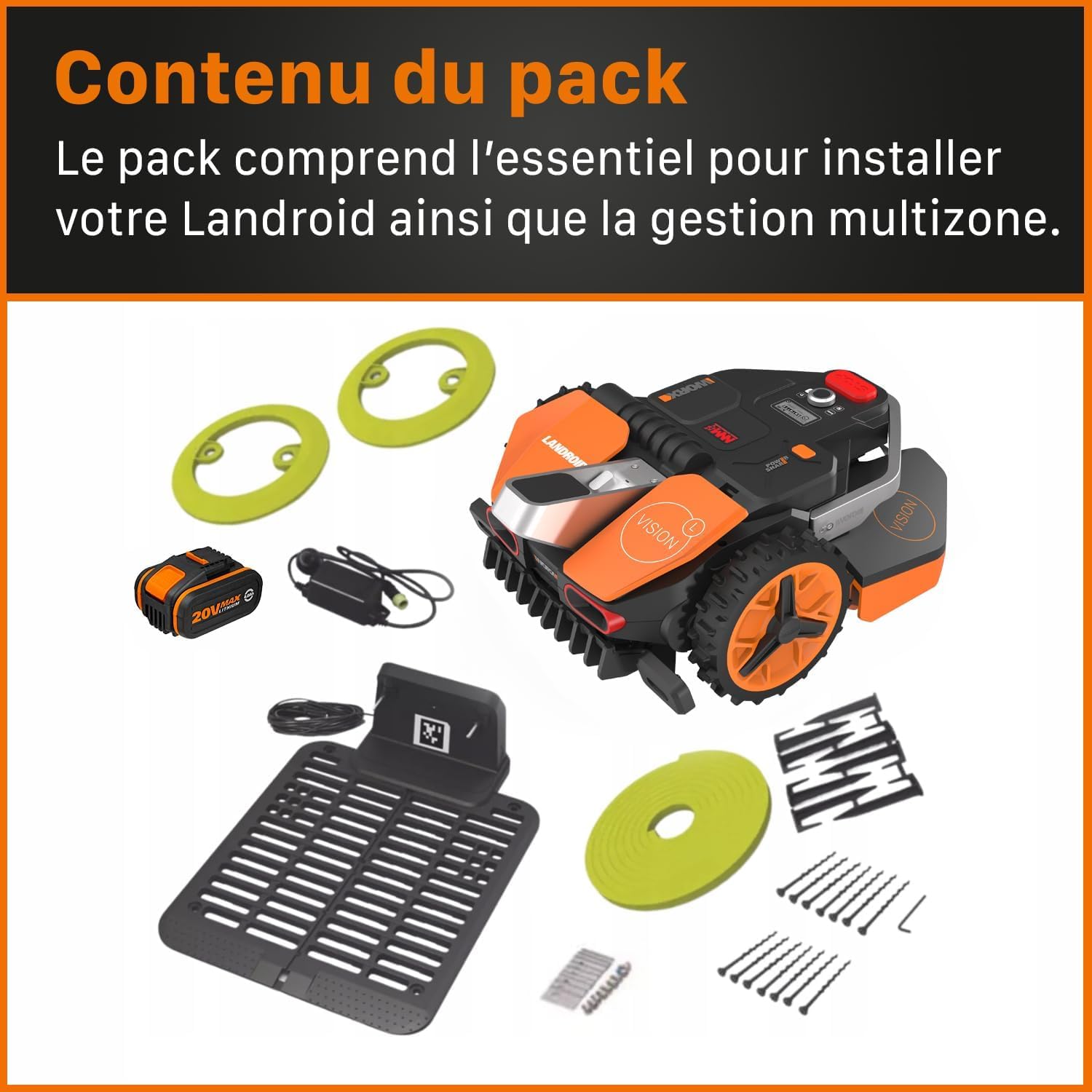 WORX - Landroid Vision (série) - 1600 m² - caméra 4K, IA, multizone WR216E.1