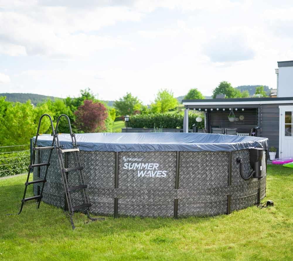 Summer Waves - Elite Frame rotin gris - Ø488x122 cm - Piscine hors-sol