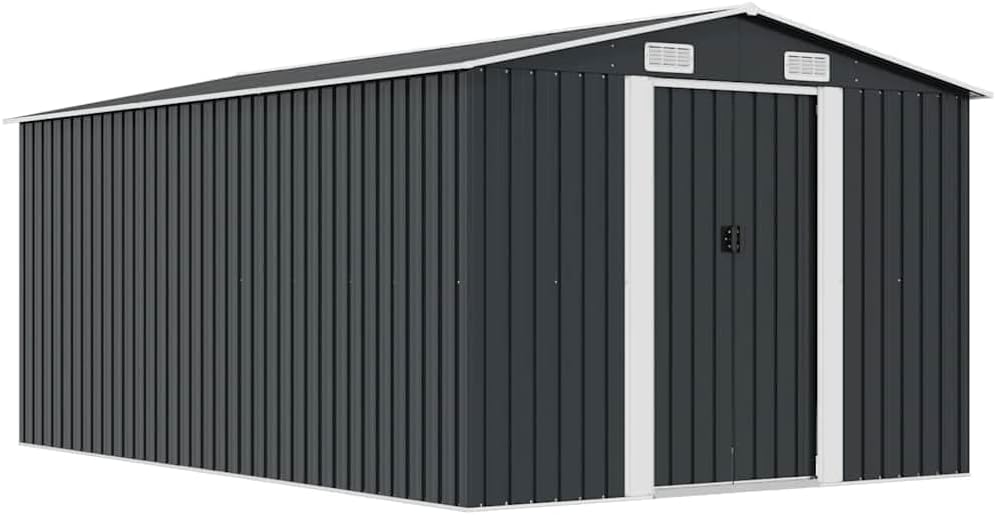 vidaXL Abri de Jardin 257x392x181 cm Métal Anthracite Terrasse Cabane à Outils