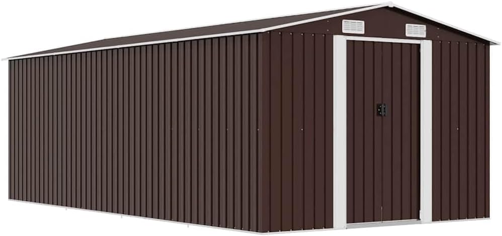 vidaXL Abri de Jardin 257x489x181 cm Métal Marron Terrasse Cabane à Outils