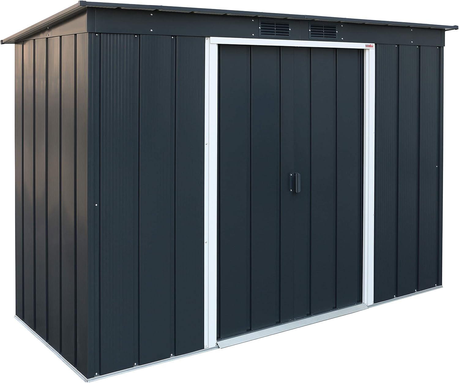 Duramax ECO 8 x 4 (2.85 m²) abri de jardin en métal à toit pentu, Abri de jardin en métal galvanisé à chaud, Abri de stockage d'outils, structure de toit renforcée, anthracite