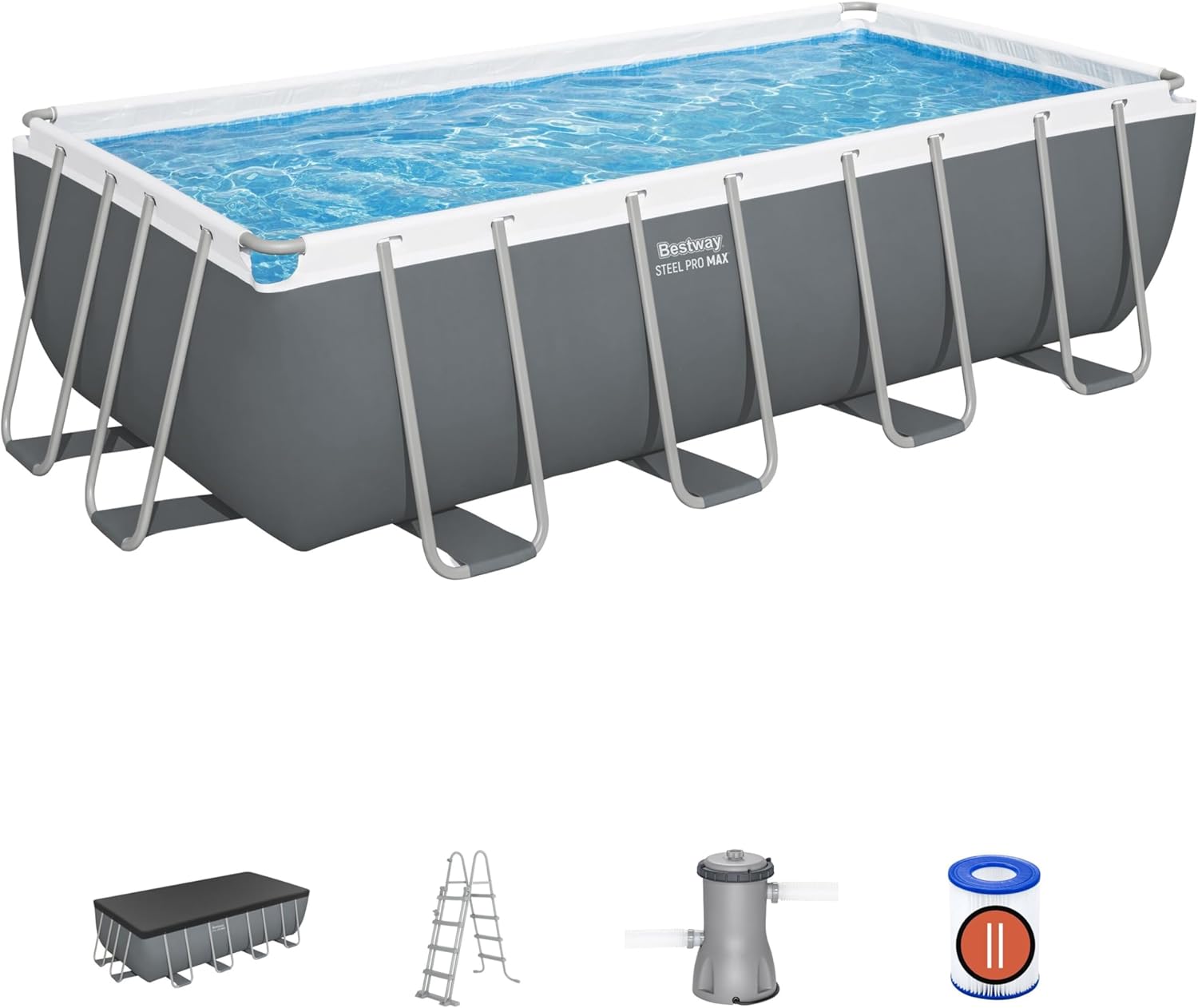 Bestway - Steel Pro Max - 488x244x122cm - filtre, bâche, échelle