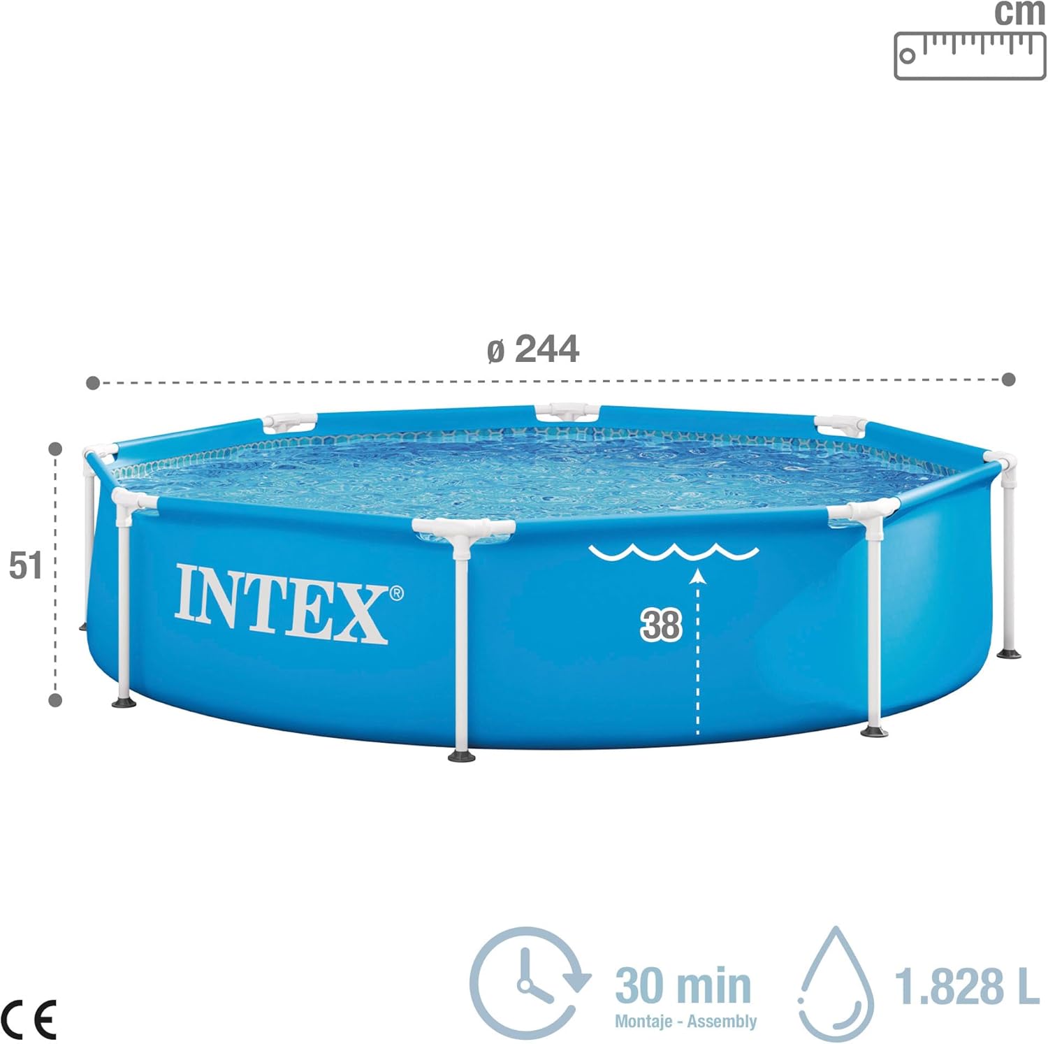 Intex - Piscine Metal Frame ronde tubulaire - 2,44x0,51m - robuste, montage rapide