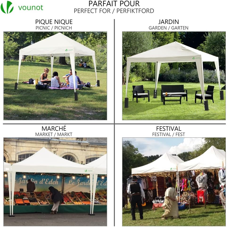 VOUNOT - Tonnelle pliante 3x3m - montage facile, sac inclus