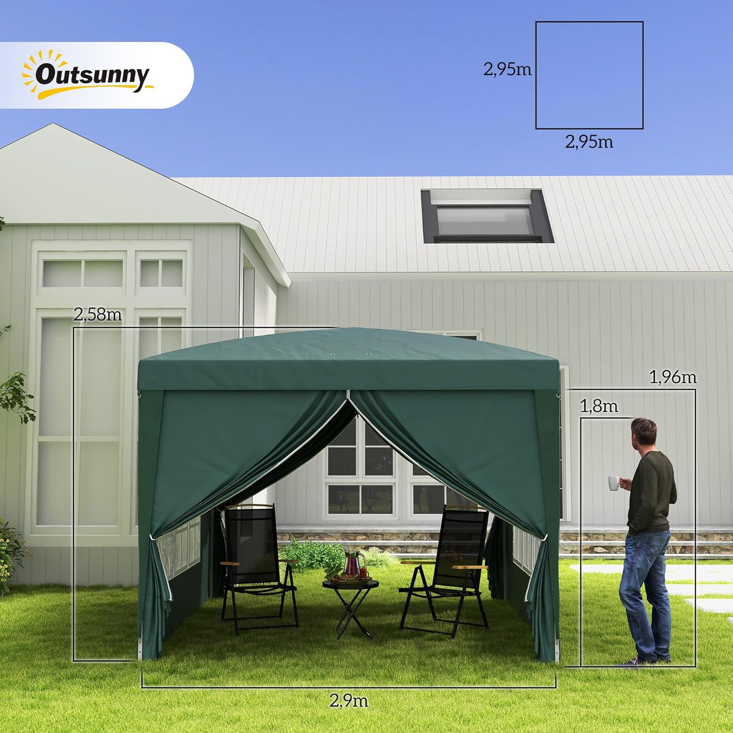 Outsunny - tonnelle pop-up série jardin - 3x3m - 4 parois amovibles, sac transport