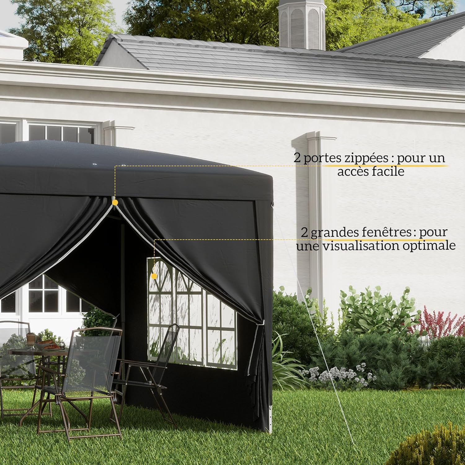 Outsunny - Tonnelle pliante série Barnum - 3x3m - 4 parois amovibles, sac transport