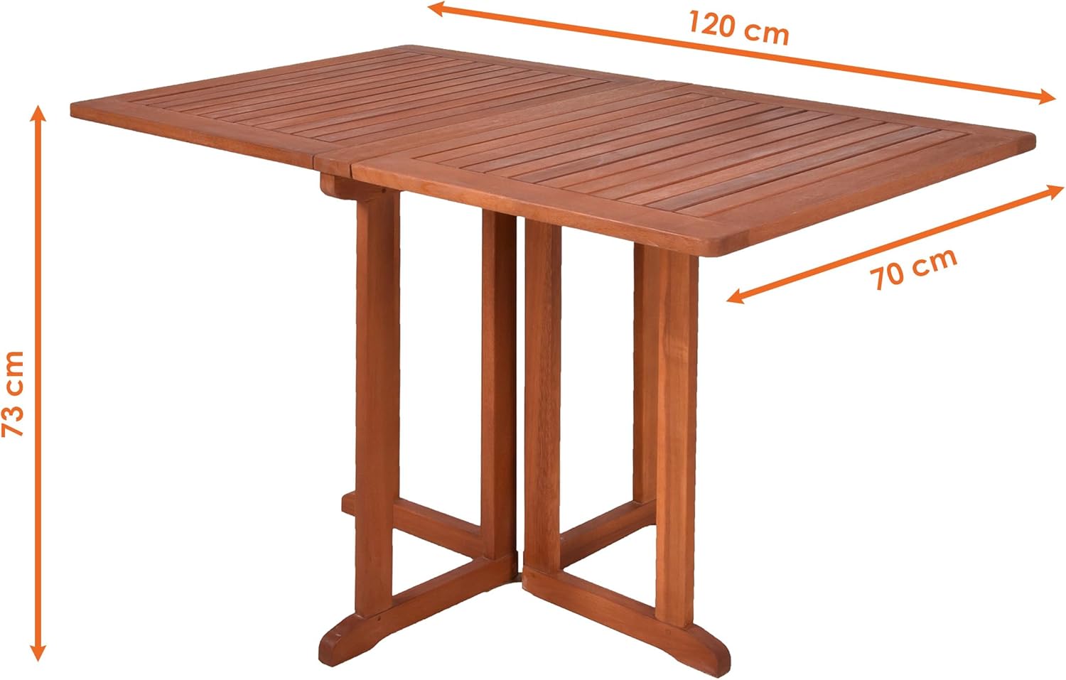 Spetebo - Table de balcon rectangulaire 120x70cm - bois d'eucalyptus FSC, pliable
