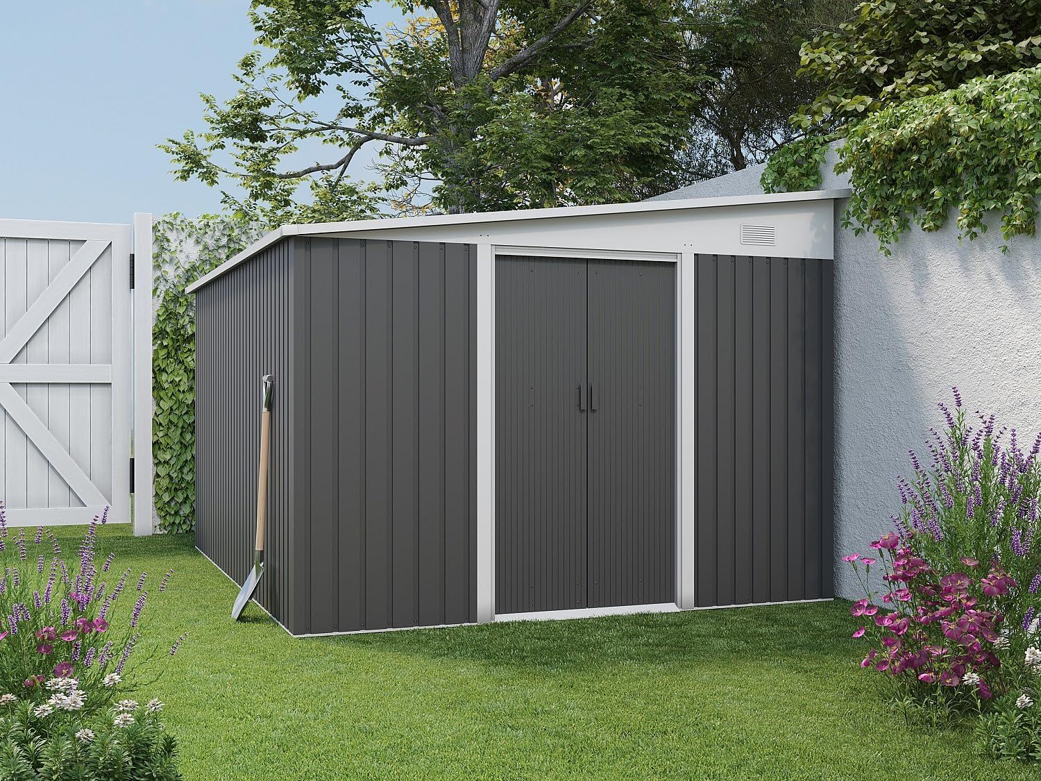 Vente-unique - Daxton abri de jardin métal 9,76 m² acier galvanisé anthracite