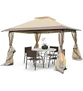 RELAX4LIFE Tonnelle Pliante de Jardin avec 4 Parois, Barnum Pliant à Double Toit en Tissu Oxford ...
