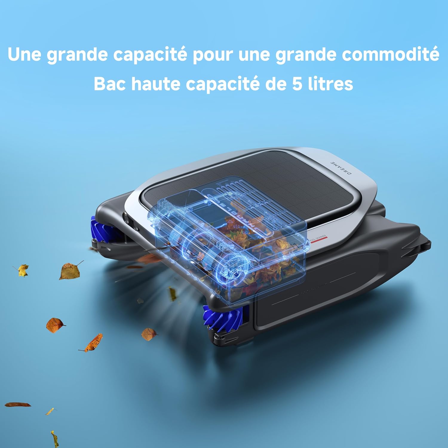 DREAME J1 Écumeur de Piscine robotisé, Technologie avancée PoolSense, Nettoyage Complet à 360°, Fonctionnement continu 24/7, Planification Intelligente de la trajectoire, Contrôle par Application