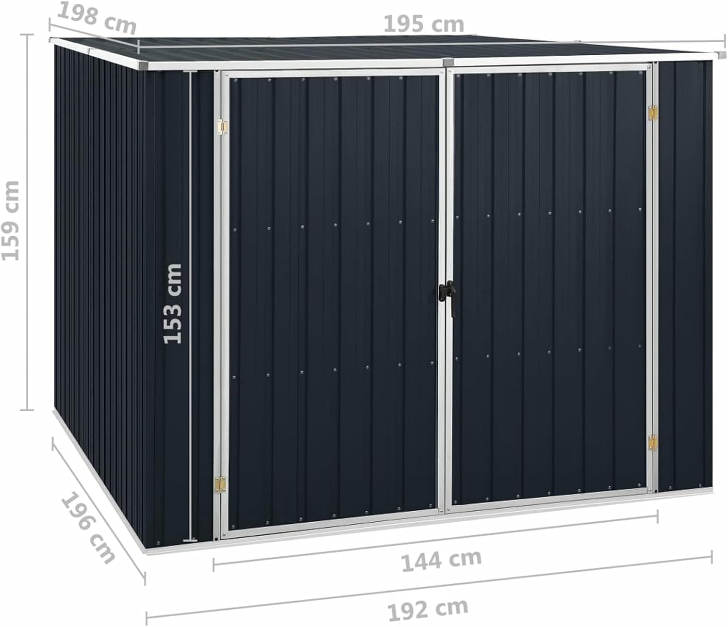 LAPOOH Abri de Jardin Anthracite 195x198x159 cm Acier galvanisé,Armoire De Jardin Exterieur,Abri De Jardin,Meuble Exterieur Rangement