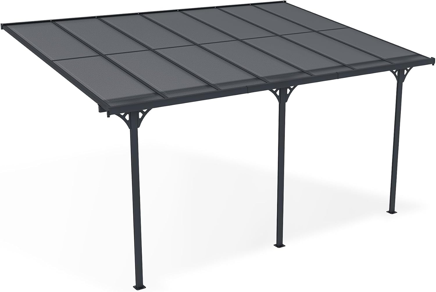 Cazeboo - pergola adossée KLEO - 435x300 cm - alu, toit polycarbonate, résistant UV, gris anthracite KLEO