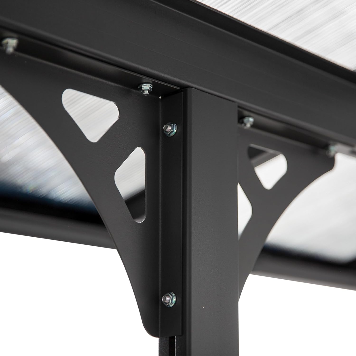Outsunny - Pergola adossée aluminium 4,5x3m toit UV, gouttière, gris