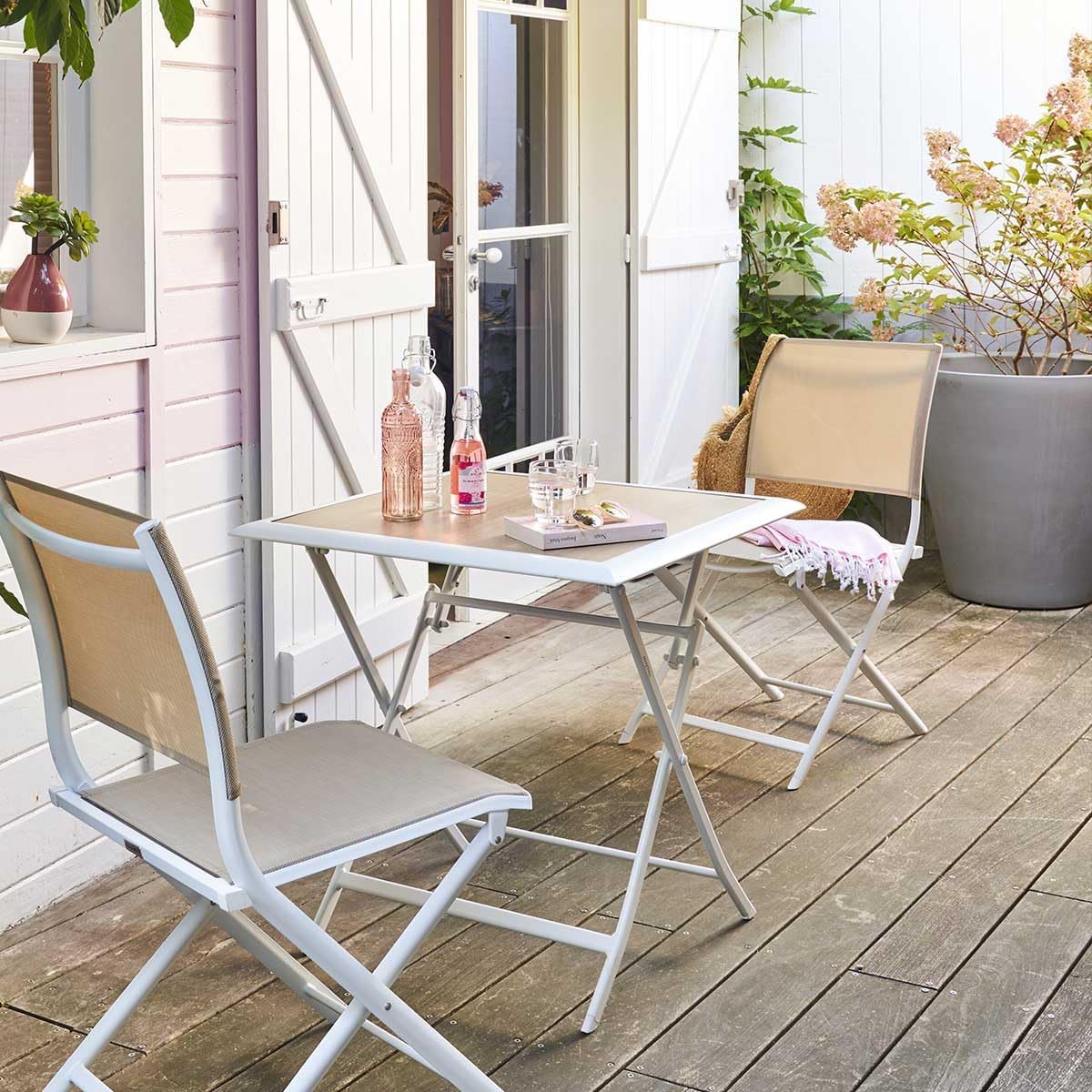 Hespéride - Azua - 70x70 cm - table pliante 2 places aluminium Blanc