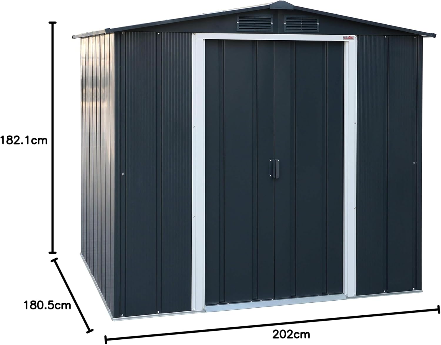Duramax ECO 6 x 6 (3.33 m²) abri de jardin en métal, galvanisé à chaud, Abri de stockage d'outils, structure de toit renforcée, abri sans entretien, anthracite