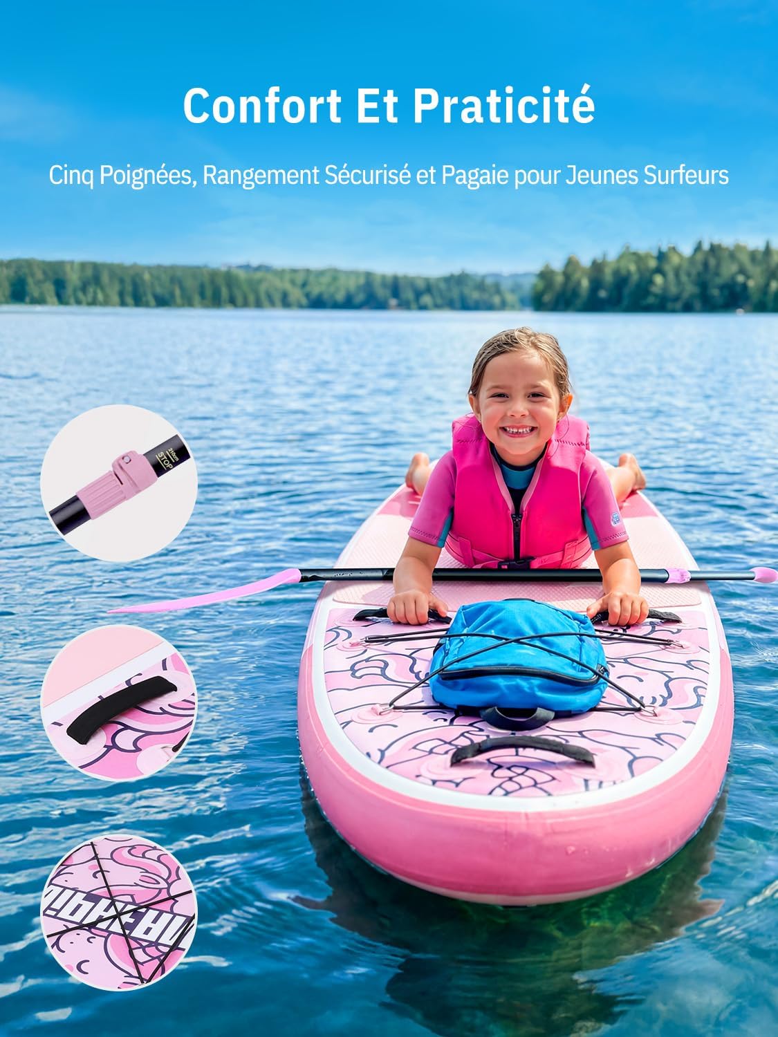 Niphean Paddle Gonflable Adulte avec Tous Les Accessoires, 320cm Planches de Stand Up Paddle Gonflables pour Tous Les Niveaux, Sup avec Capacité 200 kg pour 2 Personnes, Paddle Gonflable avec Siège