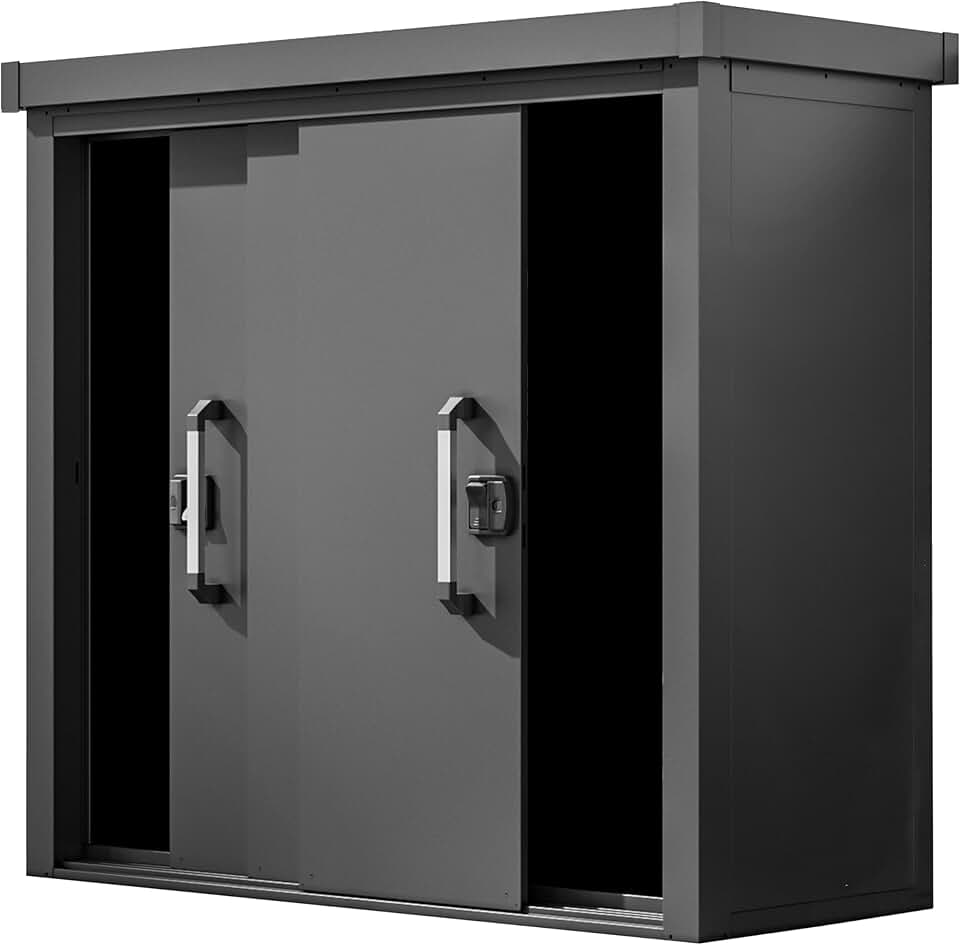 GFP Primeyard Armoire de Jardin en métal 180x78x161 cm Abris de Jardin Anthracite, Plancher Inclus