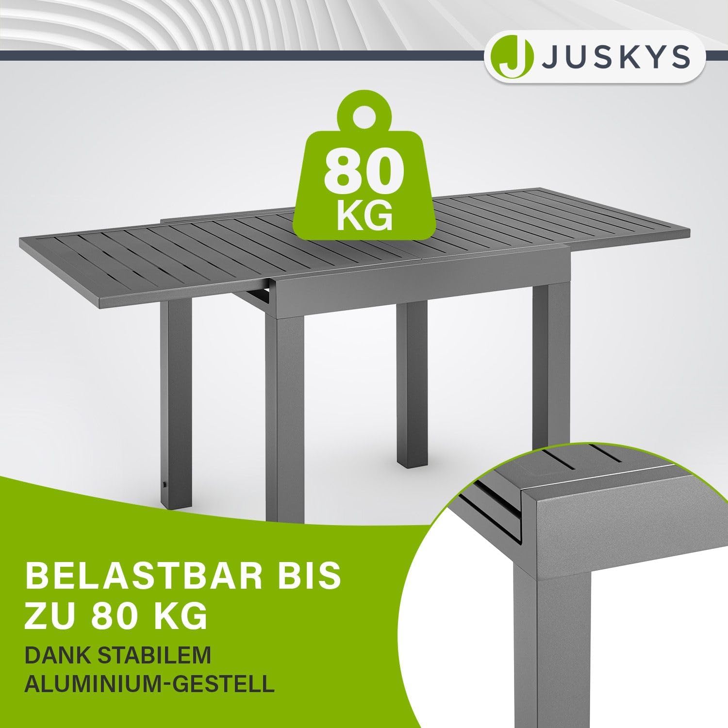 Juskys - Table de jardin Laki - 70x70 cm extensible - Aluminium anthracite