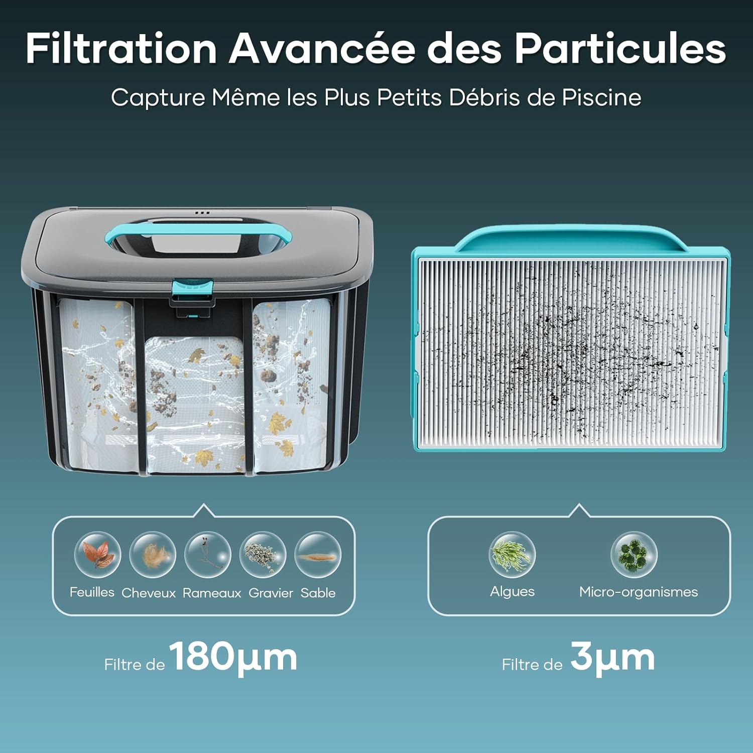 AIPER - Robot piscine sans fil - 100-130 min autonomie, filtration avancée, stationnement auto
