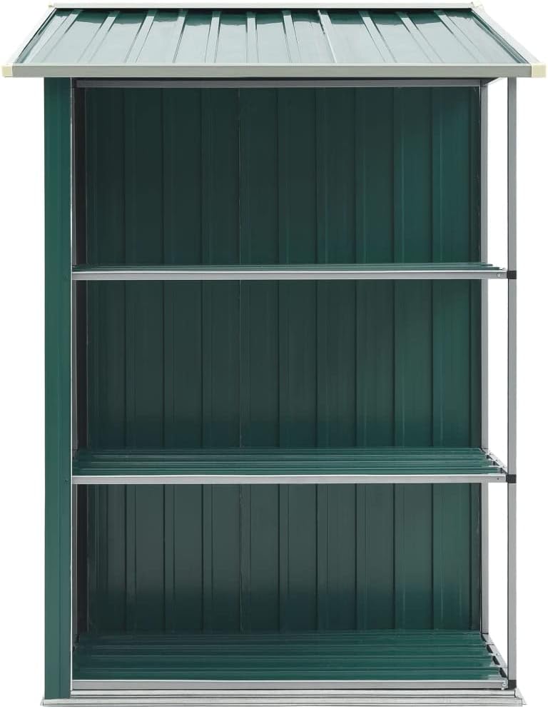 LAPOOH - Abri de Jardin avec étagère, 205x130x183 cm, fer, vert