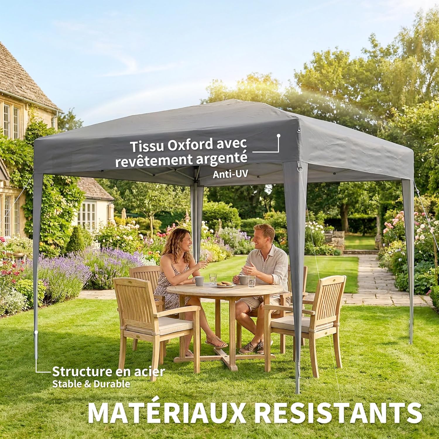 Outsunny - Tonnelle pliante série jardin - 3x3m - anti-UV, sac inclus
