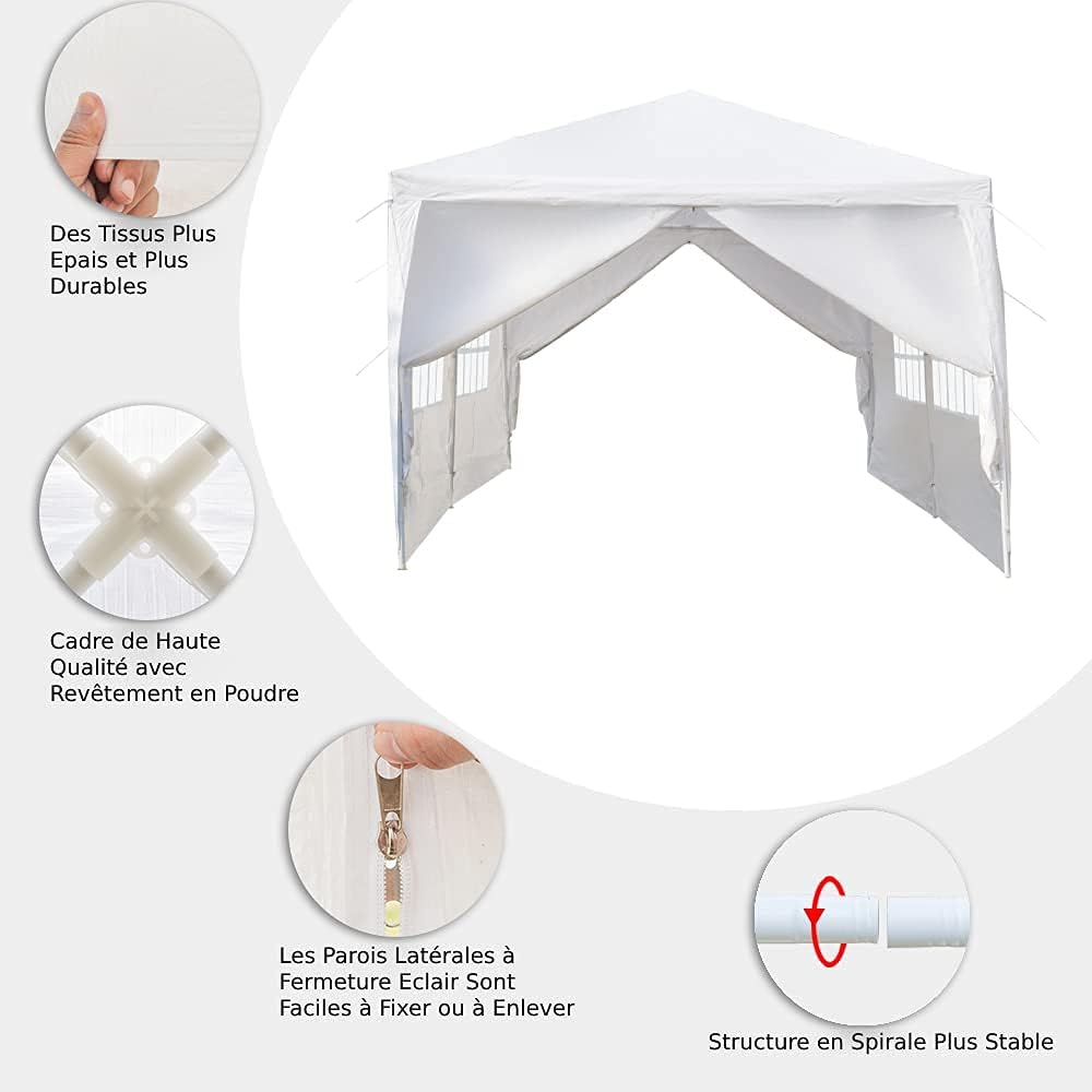 Alightup - tonnelle pliante série jardin - 3x6m - imperméable, 6 parois, anti-UV, bâche PE épaisse