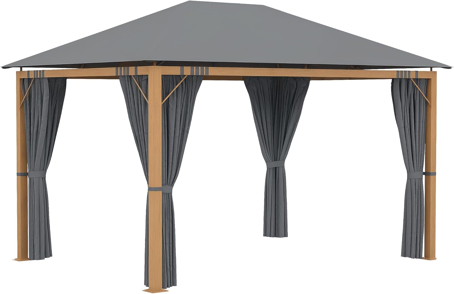 Outsunny - Tonnelle aluminium pavillon 4x3m rideaux toit polyester