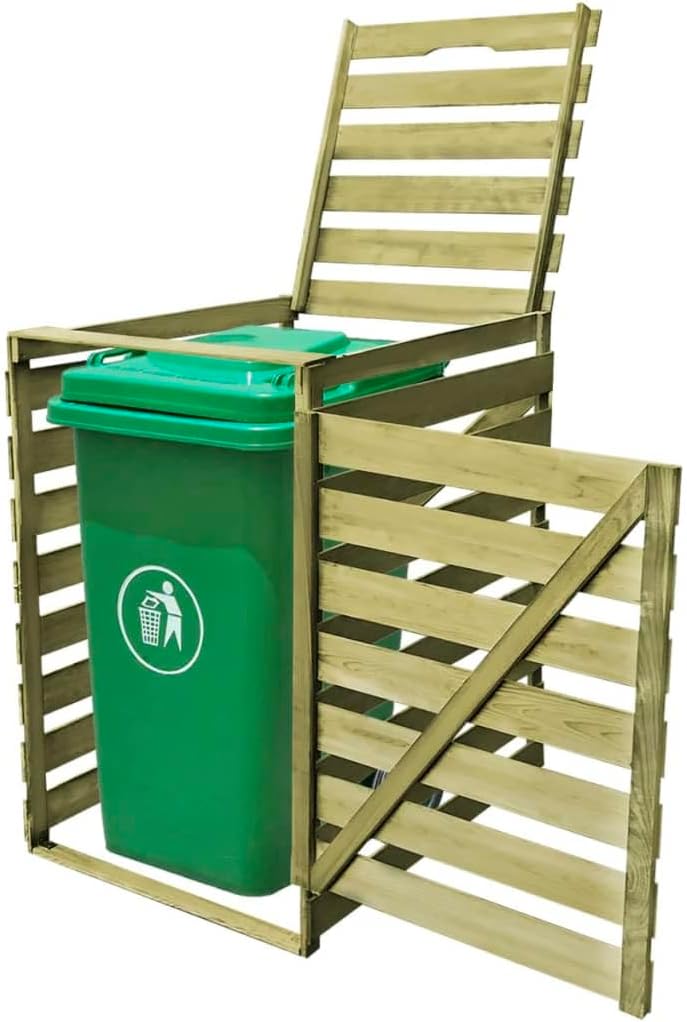 vidaXL Cache-Poubelle Simple Abri de Poubelle de Jardin Déchets Bois Imprégné