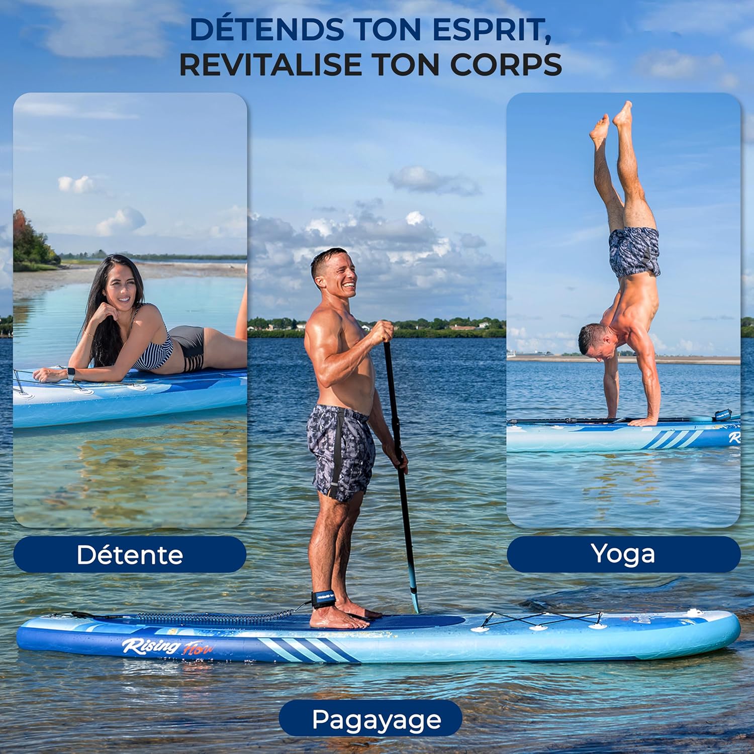 SereneLife - Paddle gonflable adulte 6” - accessoires, sac, pont antidérapant - SLPDS6