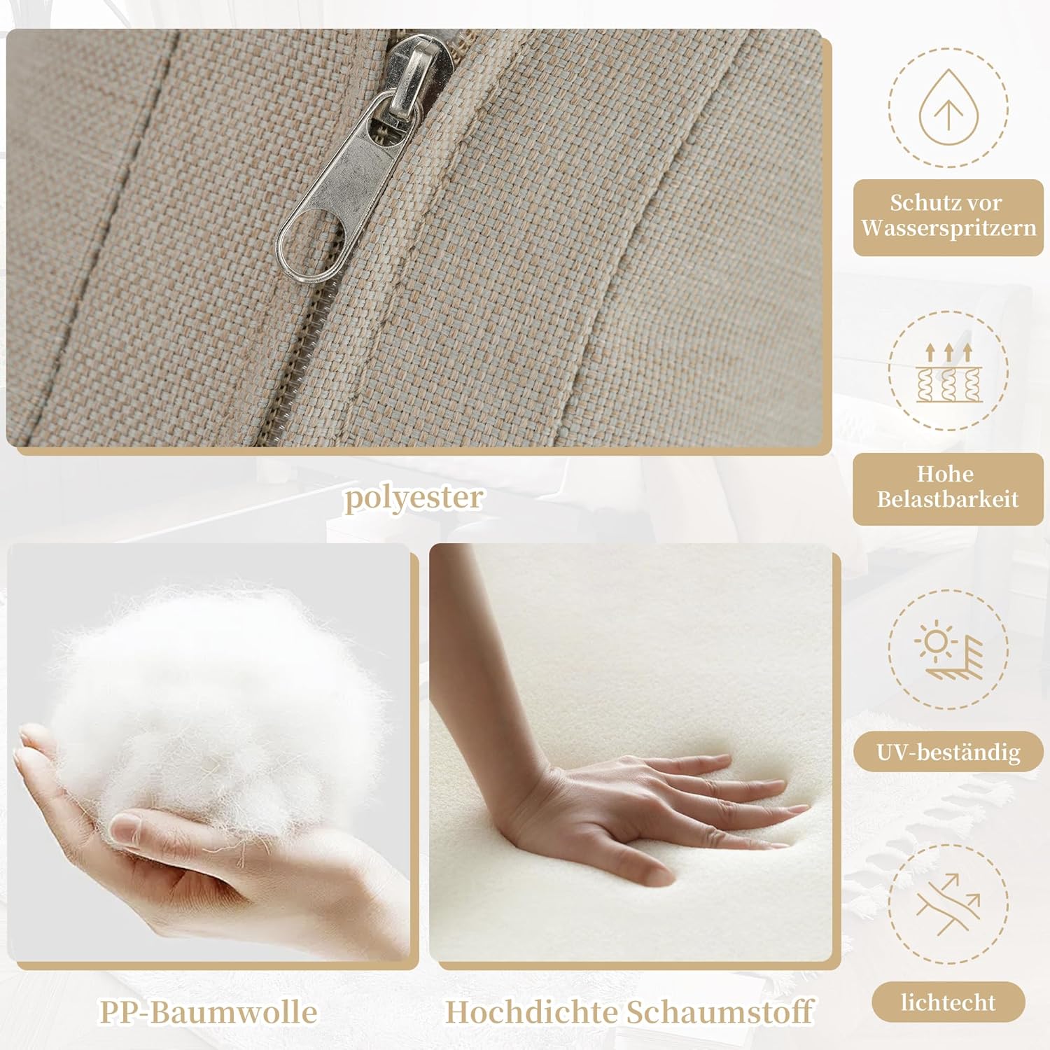 Sapgaks - Salon de jardin série G-Beige, acier galvanisé, 5-6 pers, tressé G-Beige