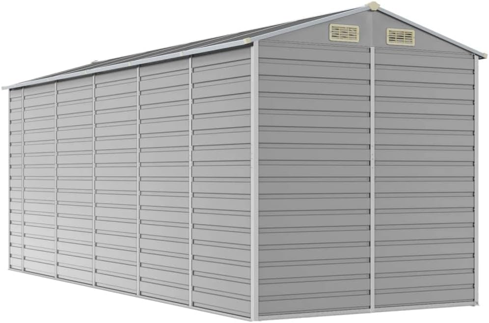 vidaXL Abri de Jardin Gris Clair 191 x 470 x 198 cm en Acier galvanisé