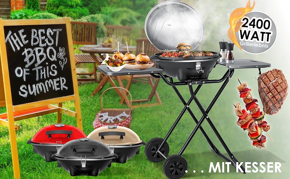 elektrischer Elektrogrill 2in1 Tischgrill in silber