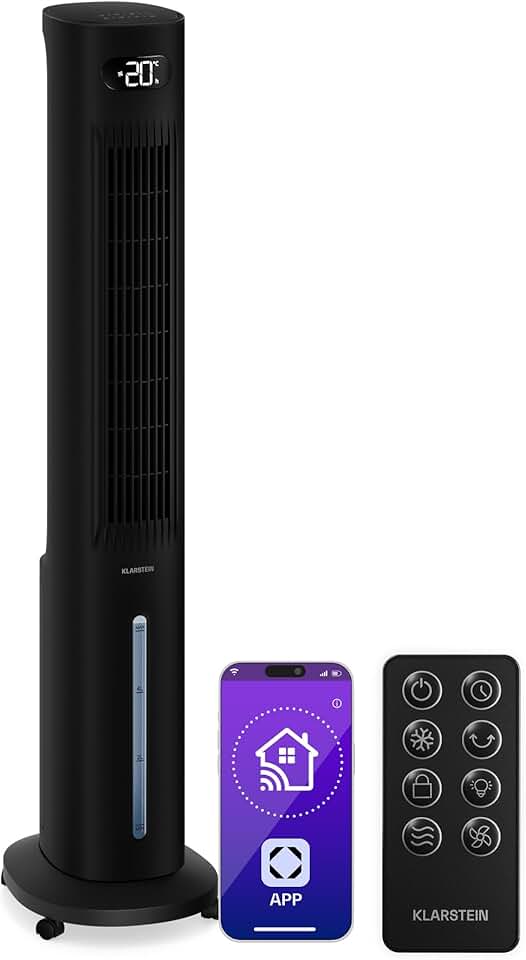 Klarstein - Rafraîchisseur d'air 5L, télécommande, applis, 30m², Black