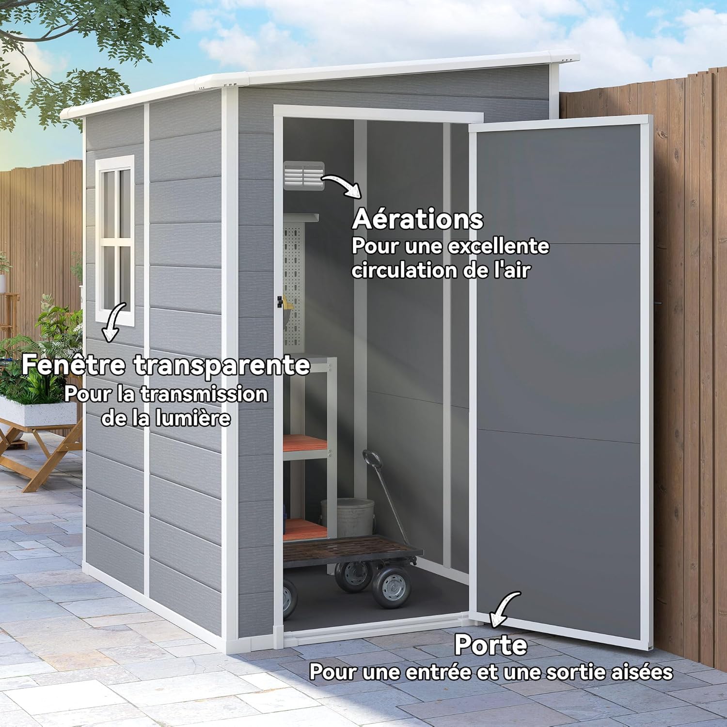 Outsunny - Abri de jardin 1.54m² - porte verrouillable, fenêtre, aération - 122x149x192/177cm