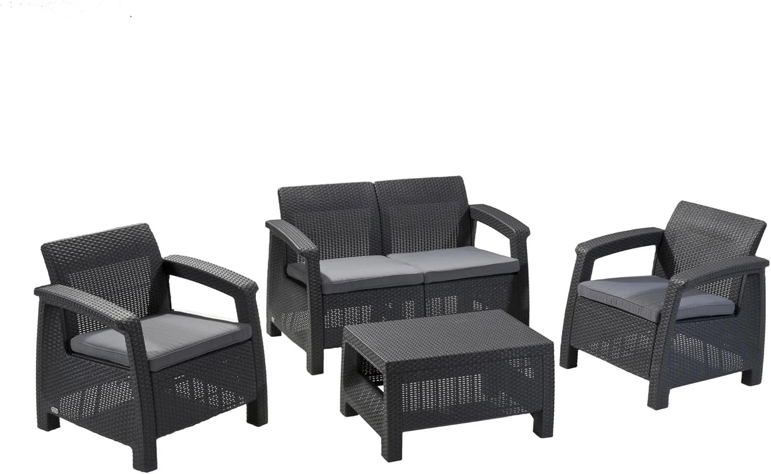 Keter - Salon Corfu 4 places - Table basse incluse - Anthracite