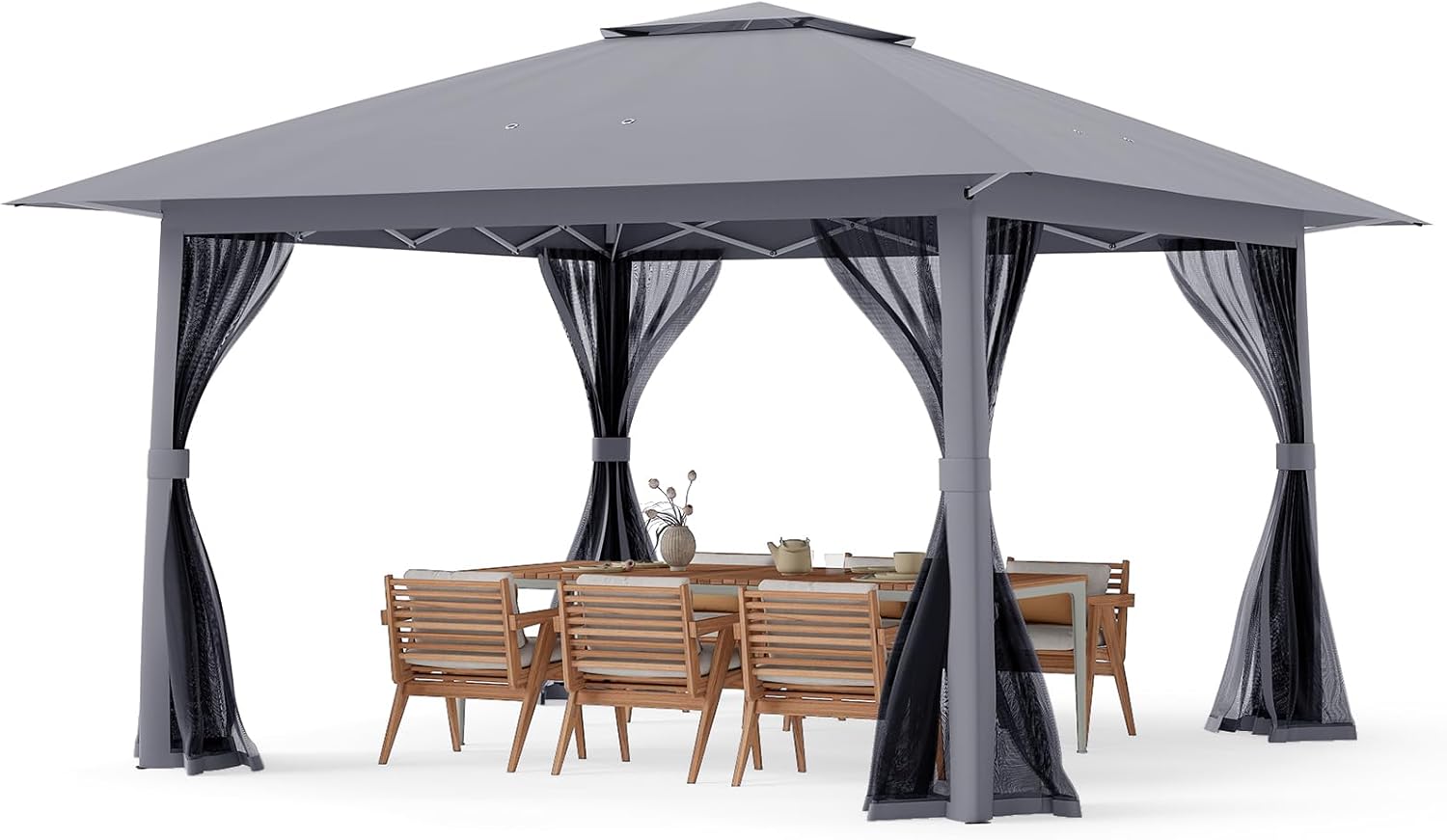 RELAX4LIFE - tonnelle pliante série 4x4 m - moustiquaire, tissu anti-UV, cadre métal
